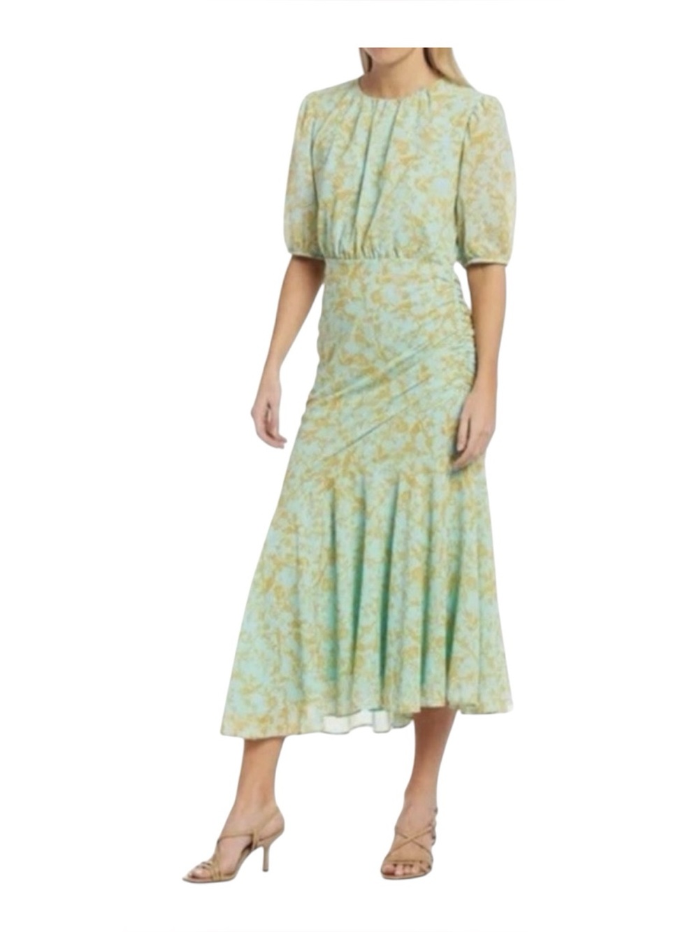 Sachin + Babi Alexandra Georgette Blouson Puff Sleeve Midi Dress Women’s Size 10